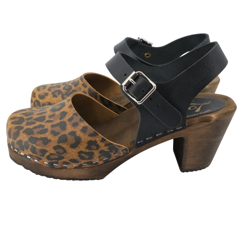 Lotta From Stockholm Leopard Print Highwood Heel Clogs Slingback Size 38 - Picture 3 of 7